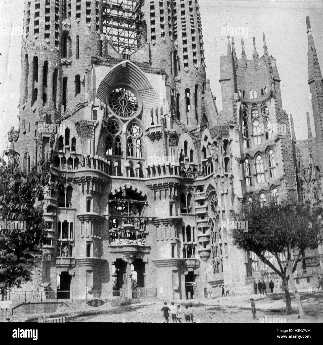 Kathedrale von Barcelona Spanien 1926 Sagrada Fam'lia Basilika von spanischen Architekten Antoni Gaudi Stockfoto