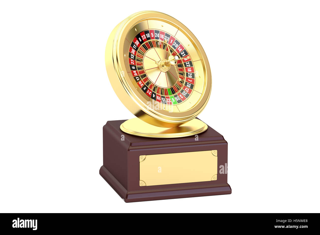 Goldene Roulette Award Konzept, 3D-Rendering isolierten auf weißen Hintergrund Stockfoto