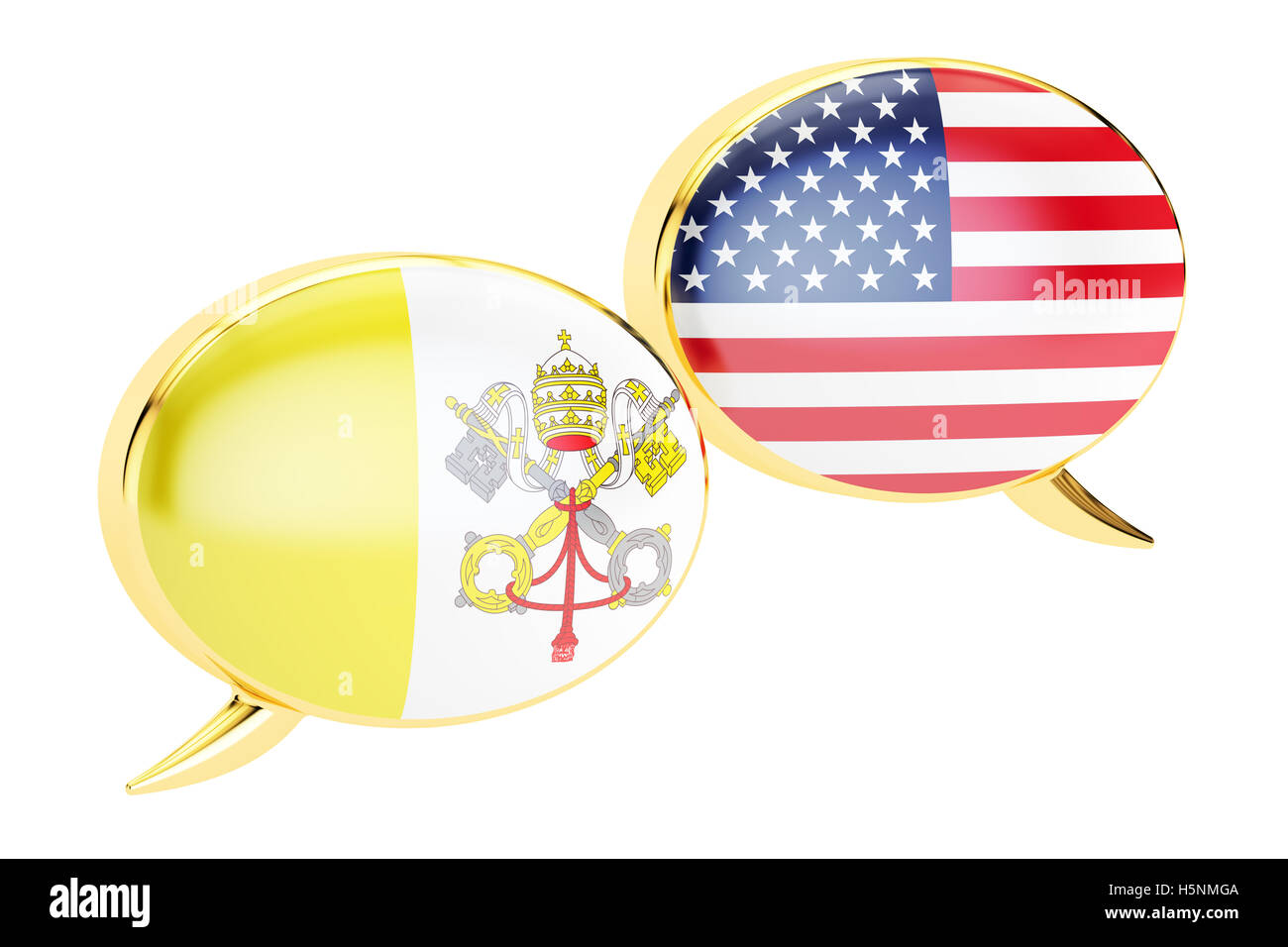 Sprechblasen, Vatikan-USA Gespräch Konzept. 3D-Rendering Stockfoto
