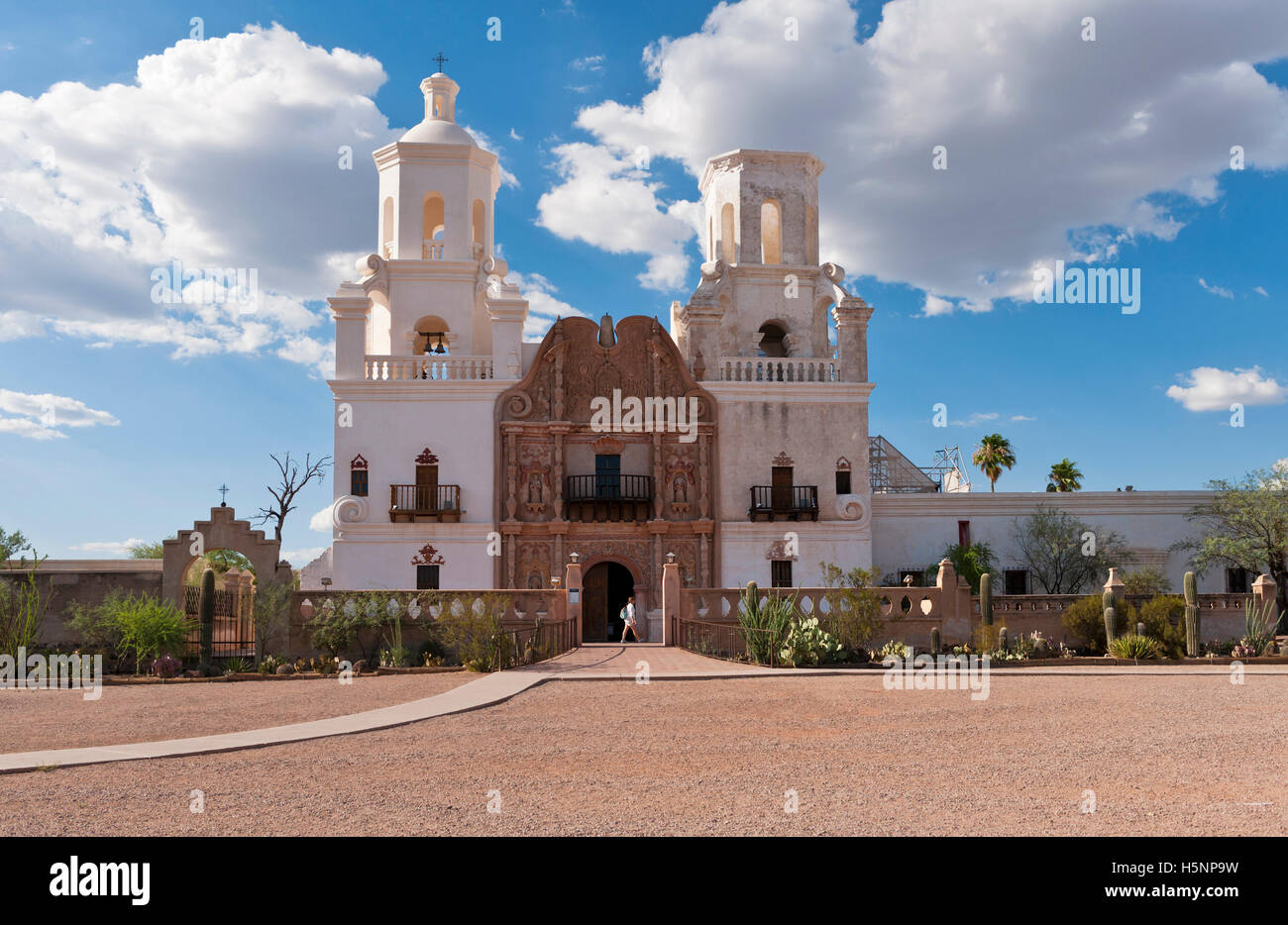 San Xavier del Bac historische spanische katholische Mission etwa 10 Meilen südlich von Downtown Tucson, Arizona Stockfoto
