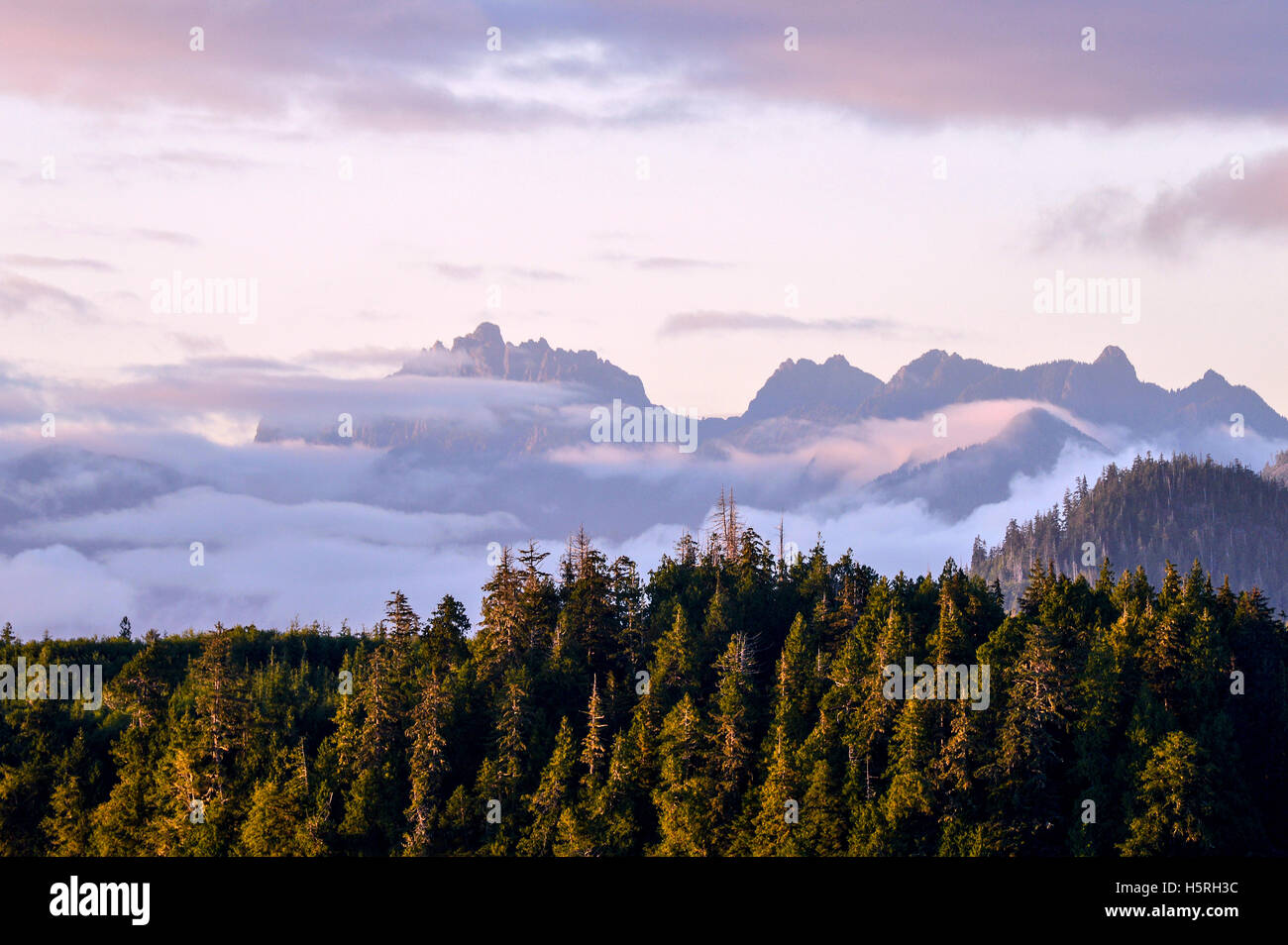 Sonnenuntergang im Pacific Rim National Park, Ucluelet, Britisch-Kolumbien Stockfoto