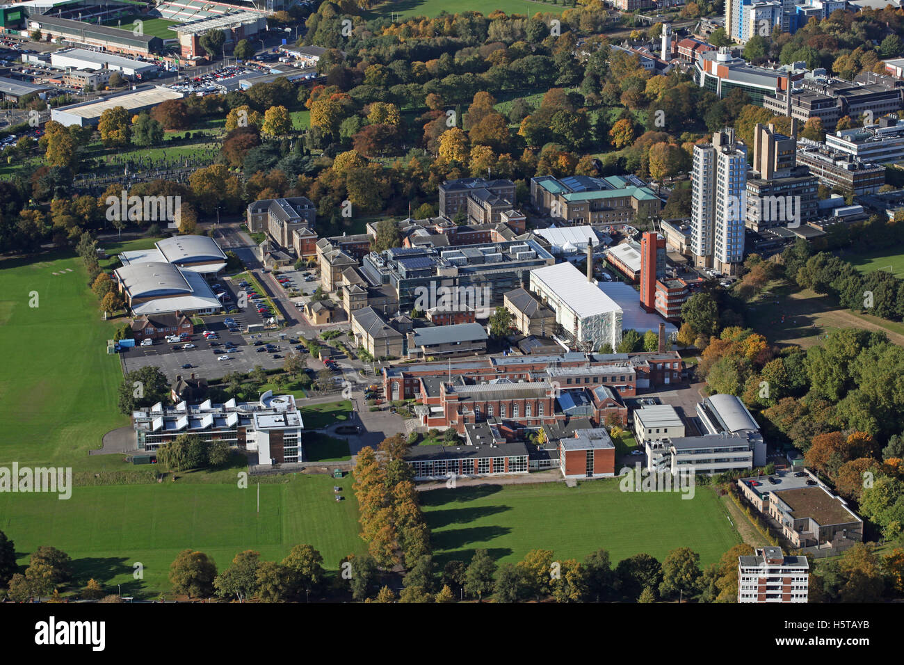 Luftbild von der University of Leicester, UK Stockfoto