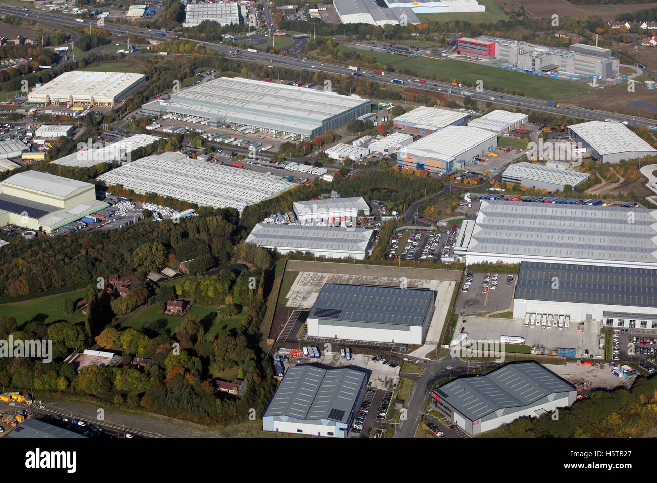 Luftaufnahme von Normanton Industrial Estate in West Yorkshire, Großbritannien Stockfoto