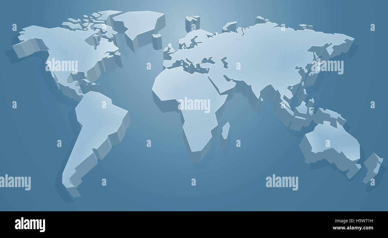 Blaue Welt Karte Hintergrund 3D-Konzept Stockfoto