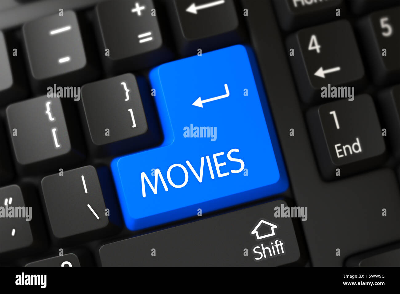 Blaue Filme Tastatur auf Tastatur. 3D. Stockfoto