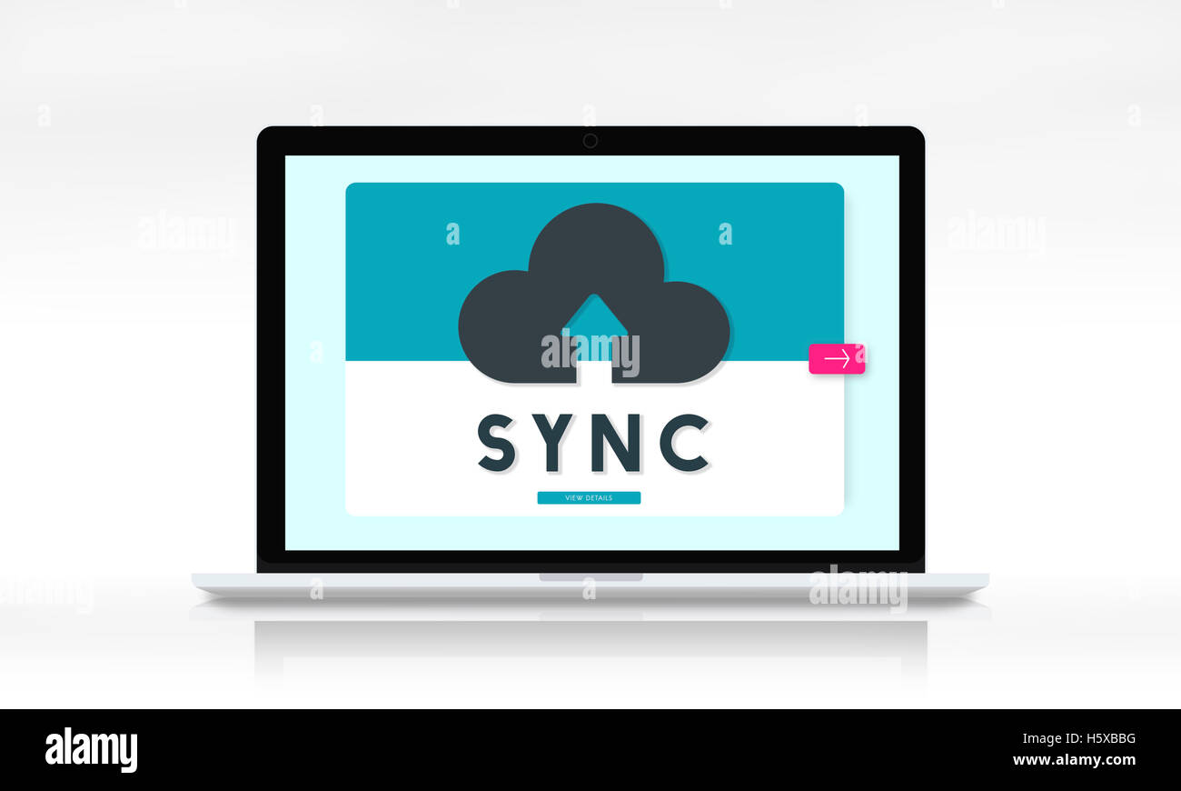 Cloud Backup Upload Übertragung Sync Grafikkonzept Stockfoto