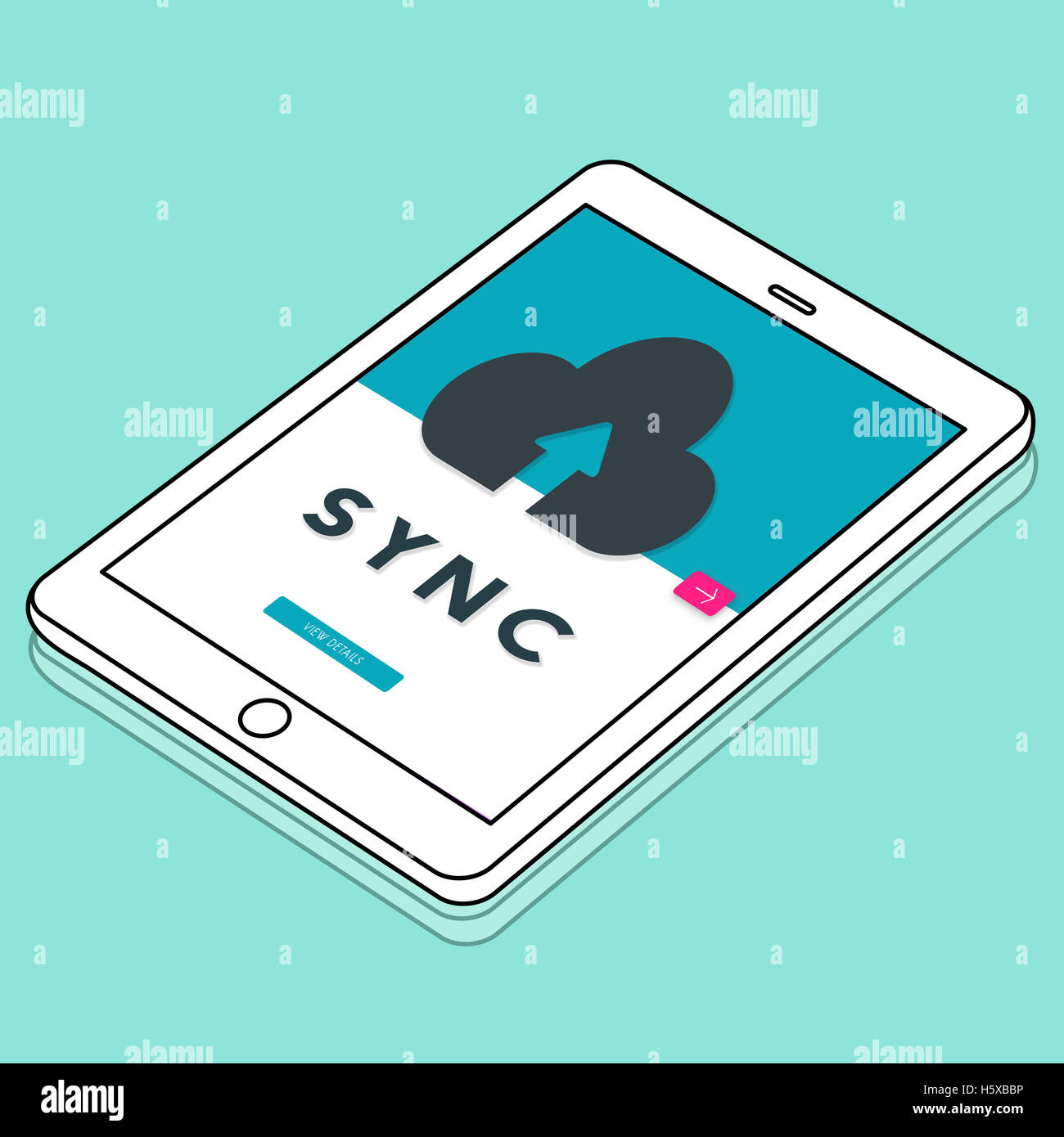 Cloud Backup Upload Übertragung Sync Grafikkonzept Stockfoto
