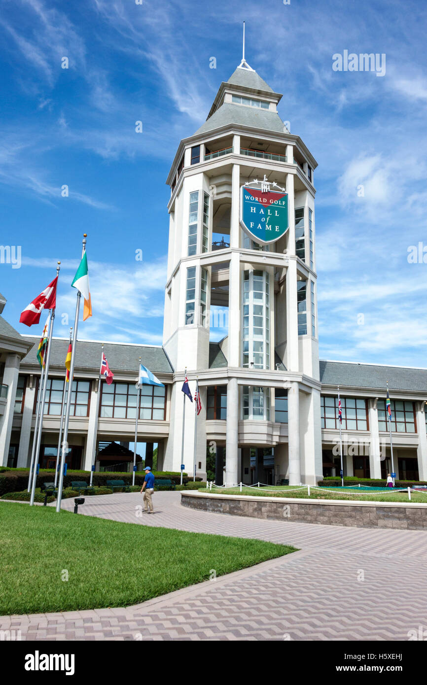 St. Saint Augustine Florida, World Golf Village, Hall of Fame, Turm, außen, vorne, Eingang, FL160802010 Stockfoto