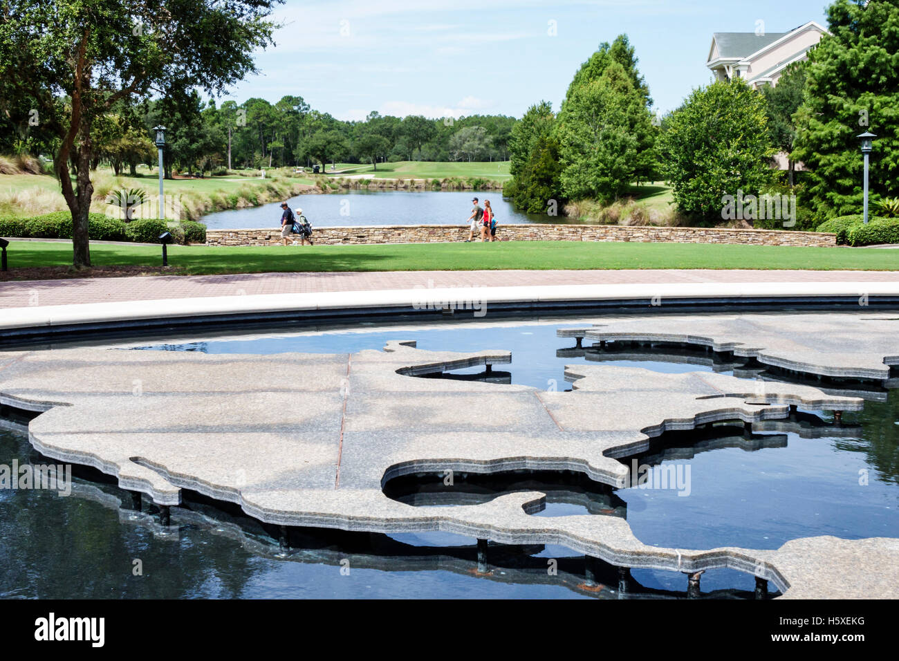 St. Saint Augustine Florida, World Golf Village, Hall of Fame, Springbrunnen, FL160802022 Stockfoto