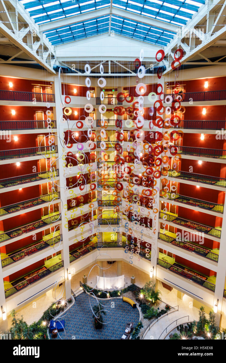 St. Saint Augustine Florida, World Golf Village Renaissance St. Augustine Resort, Hotel, Unterkunft, Lobby, Atrium, Balkone, mobile Kunst, FL160802122 Stockfoto