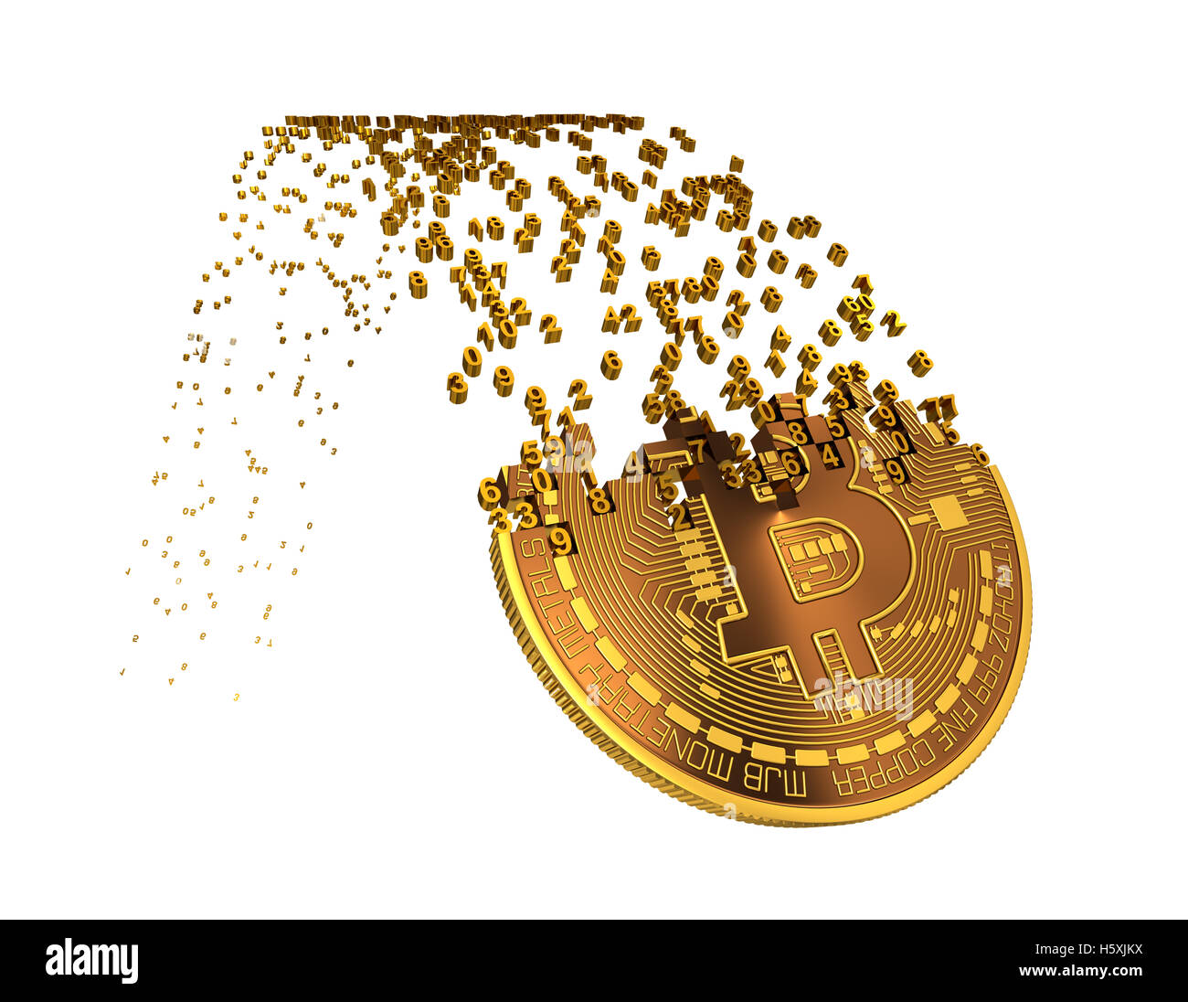 Bitcoin untergeht nach Ups und zerfallen, Ziffern Stockfoto