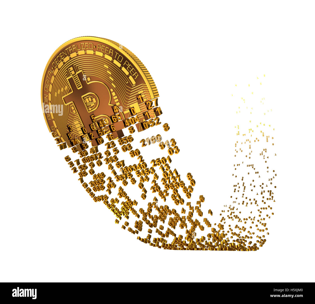 Bitcoin steigt nach A fallen und fallen auseinander, Ziffern Stockfoto