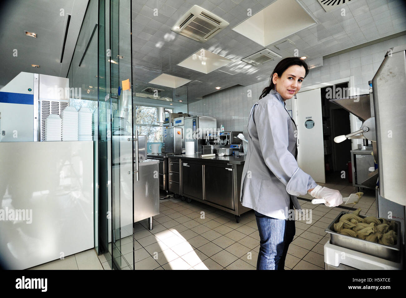 Der Gelateria-Shop am Hauptsitz Carpigiani in Anzola Emilia, in der Nähe von Bologna. Stockfoto