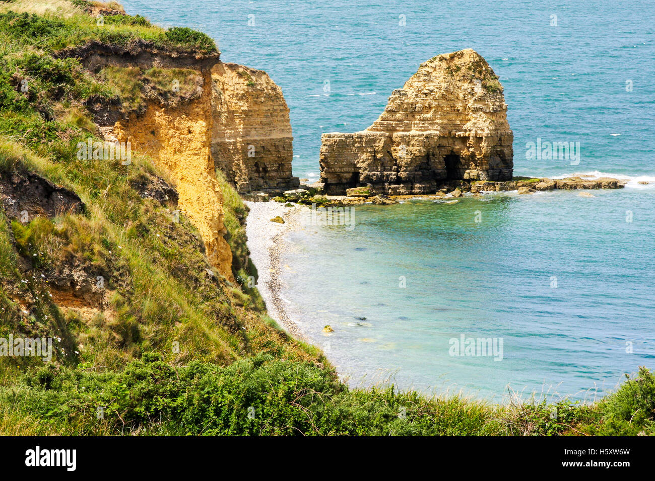 Pointe du Hoc, Normandie, Frankreich am Ärmelkanal Stockfoto