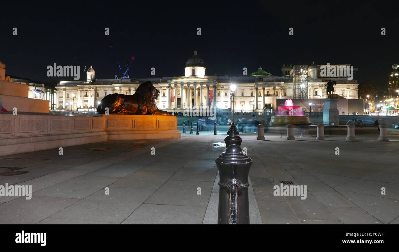 Trafalgar Sqaure London bei Nacht Stockfoto