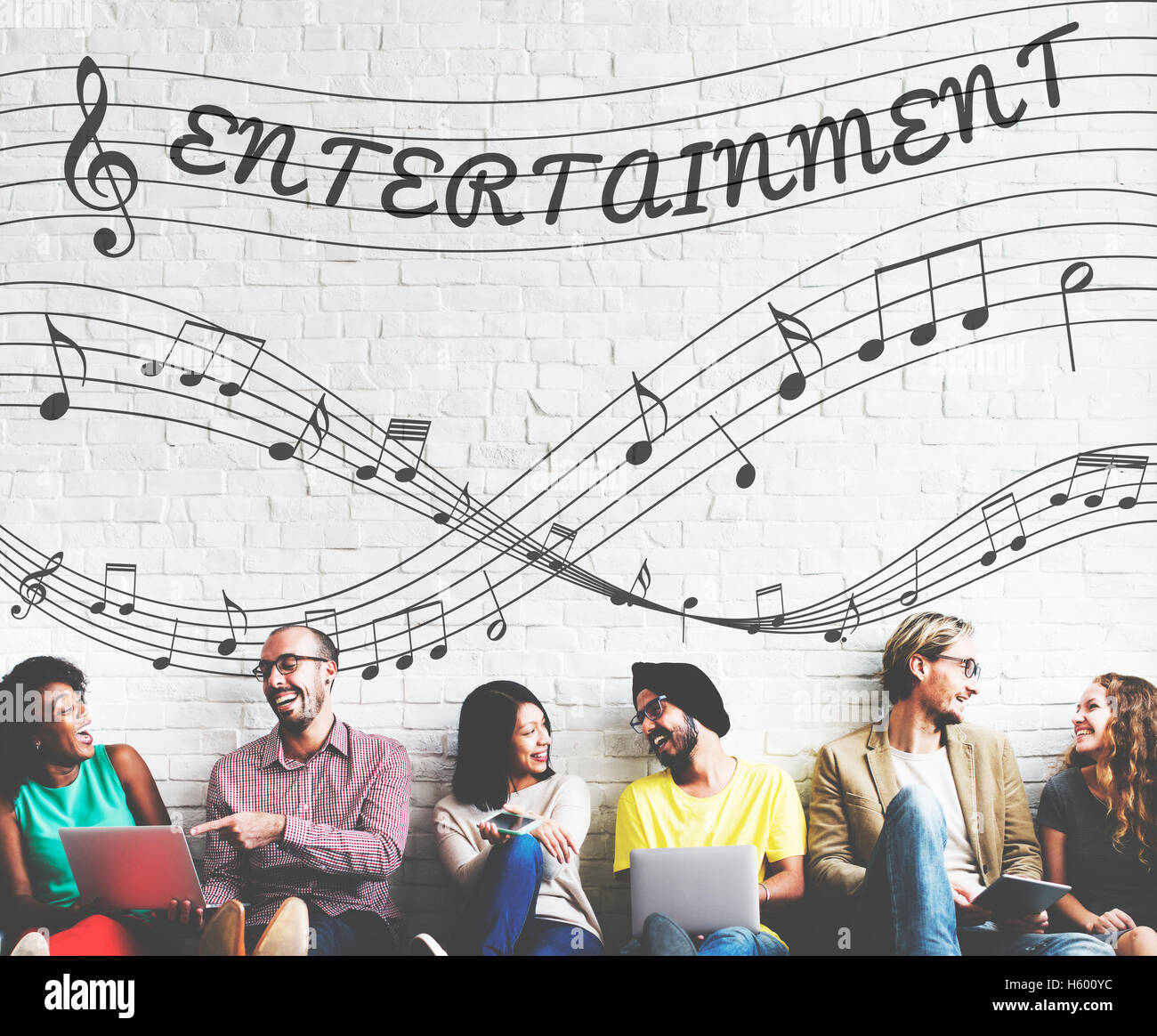 Musik Noten Entertainment Melodie hören-Konzept Stockfoto