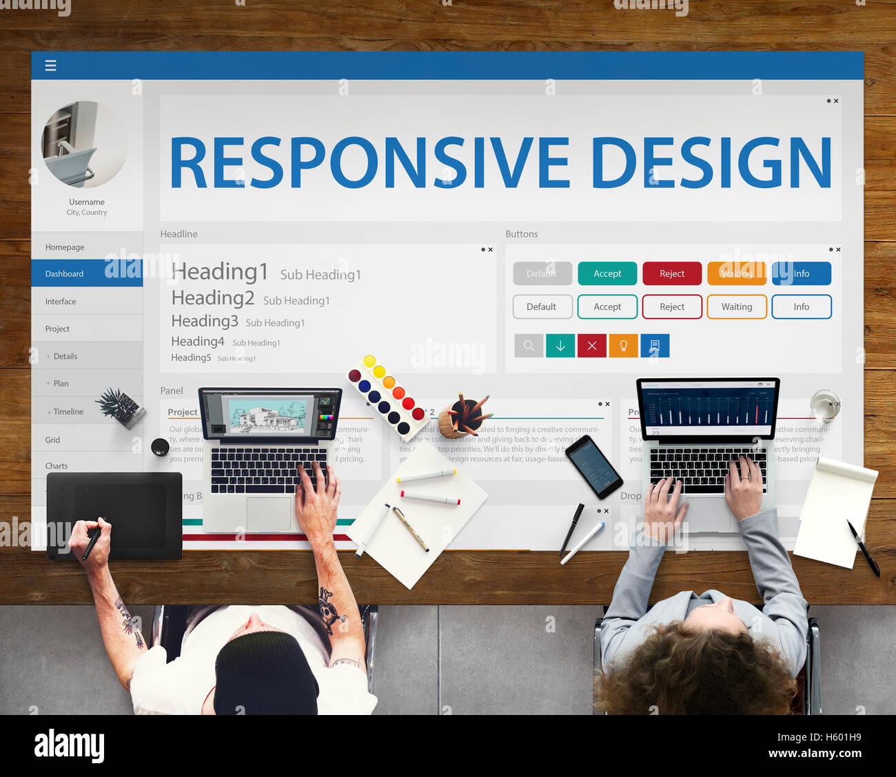 Beispielwebsite Creative Design-Vorlage-Konzept Stockfoto