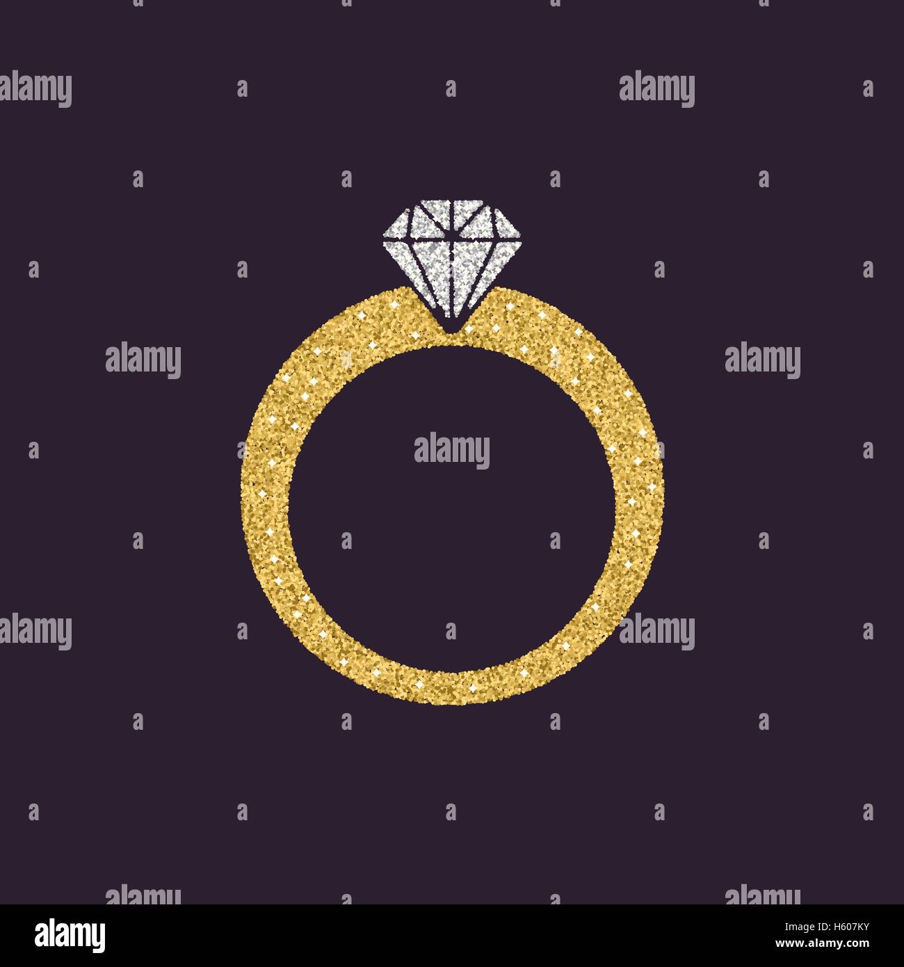 Der Ring-Symbol. Diamanten und Schmuck, Hochzeit Symbol. Gold funkeln und glitzern Stock Vektor