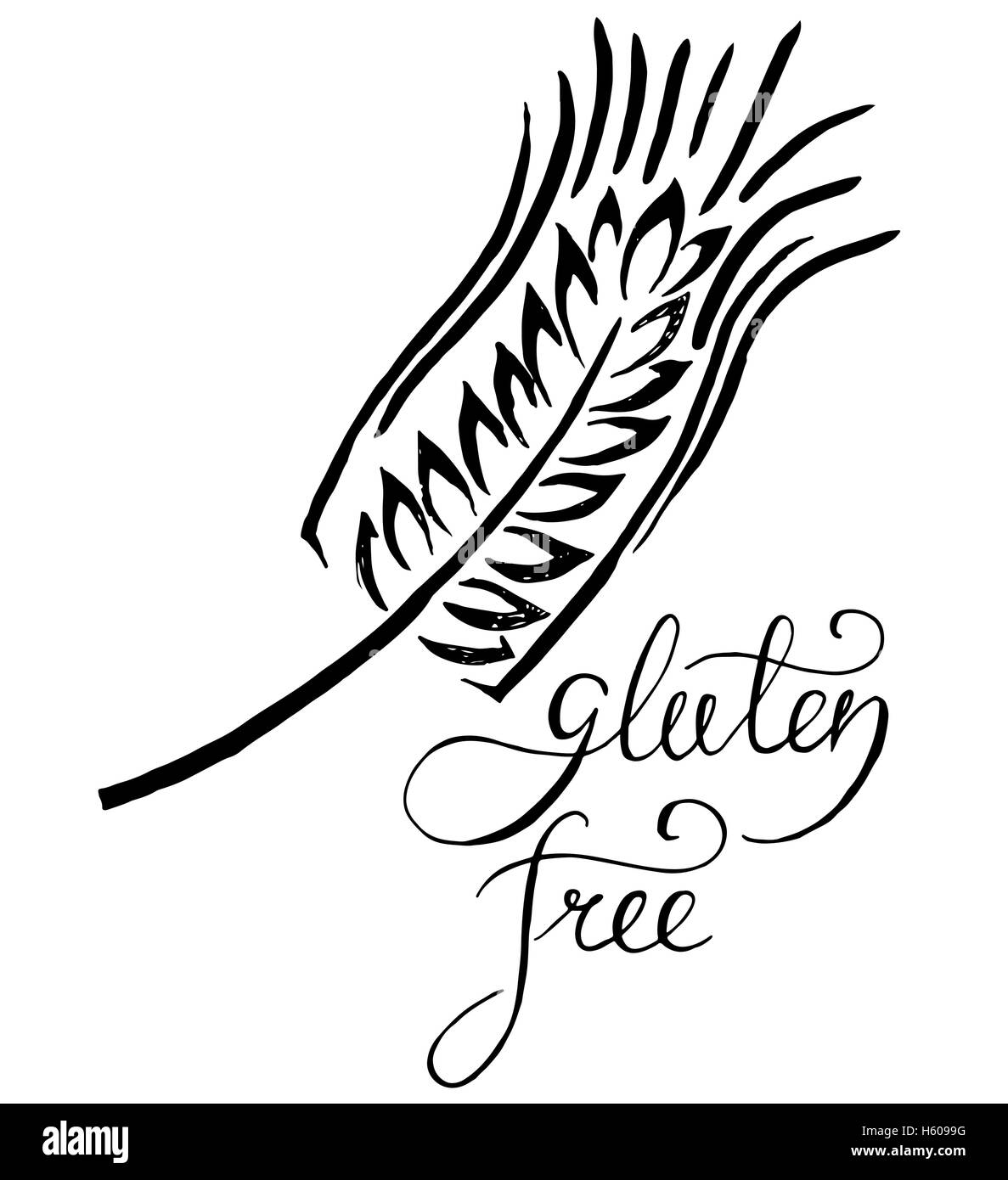 Gluten-freie Vektor-Label. Handschriftliche Grunge-Schriftzug. Vektor-Illustration. Stock Vektor