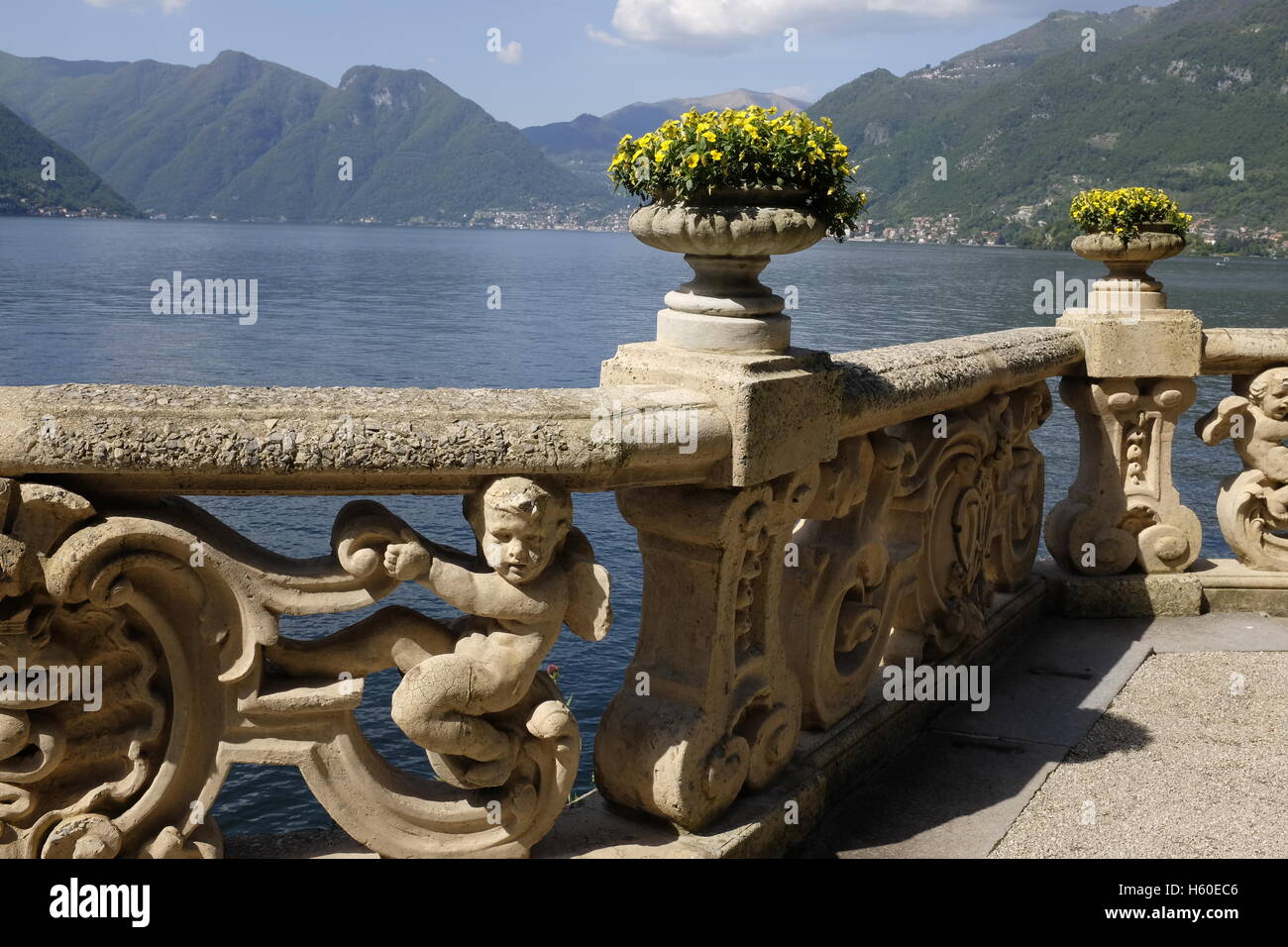 Comer See von Villa del Balbianello Stockfoto