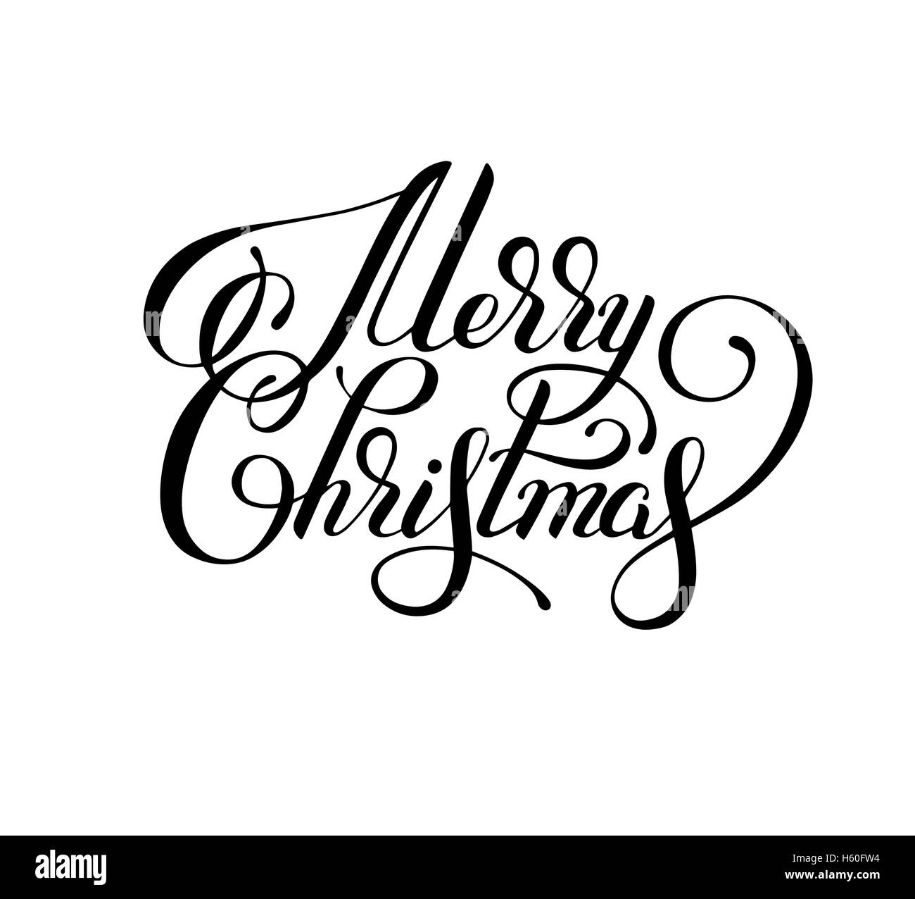 schwarze und weiße Hand Schriftzug Inschrift Frohe Weihnachten, arti Stock Vektor