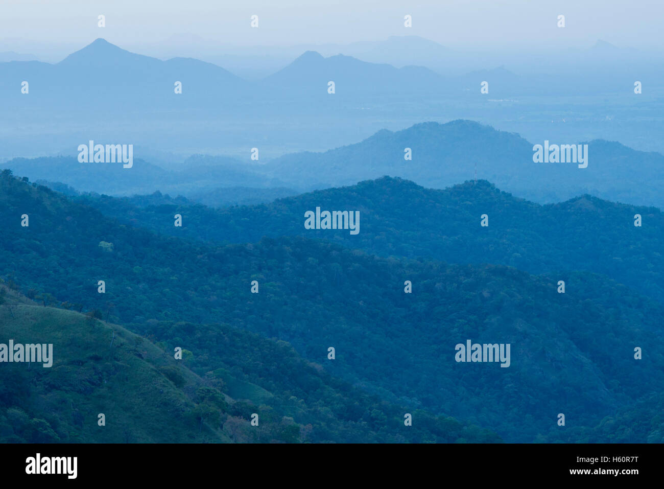 Berglandschaft über Ella Gap, Ella, Sri Lanka Stockfoto
