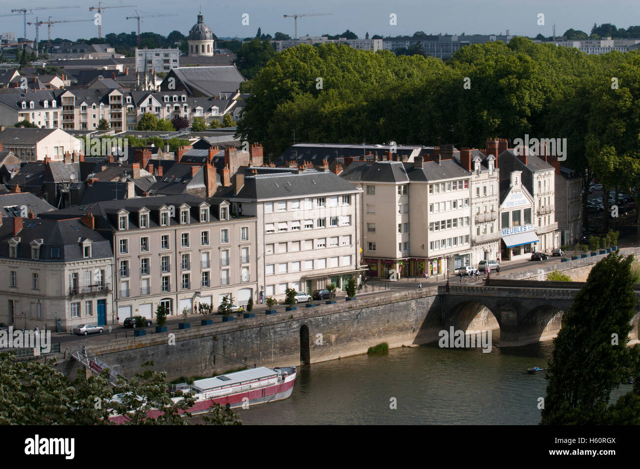 Angers, der Stadt am Flussufer Maine, Maine und Loire-Tal, Frankreich. Stockfoto