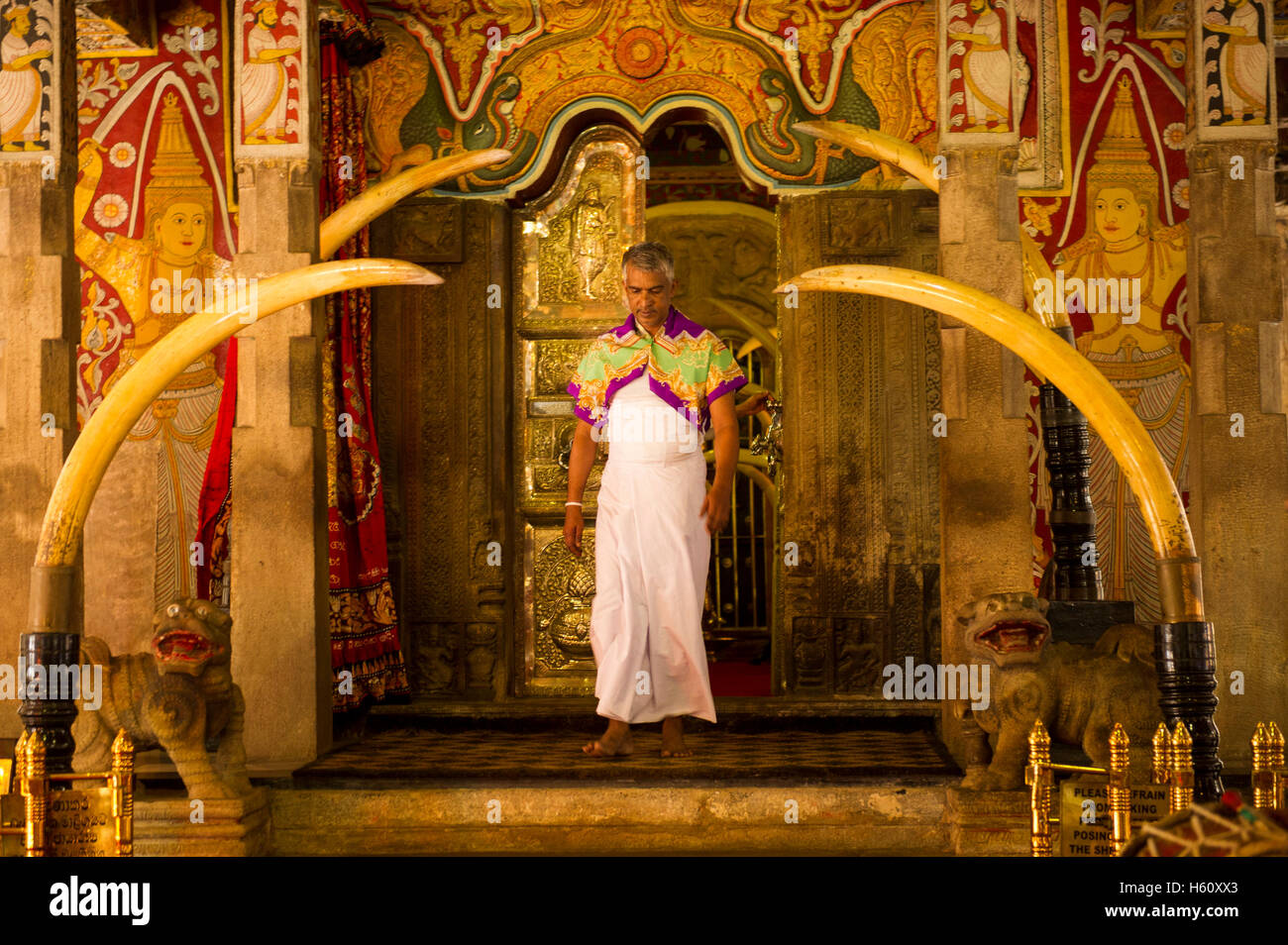 Puja-Zeremonie, Tempel des Zahns, Kandy, Sri Lanka Stockfoto