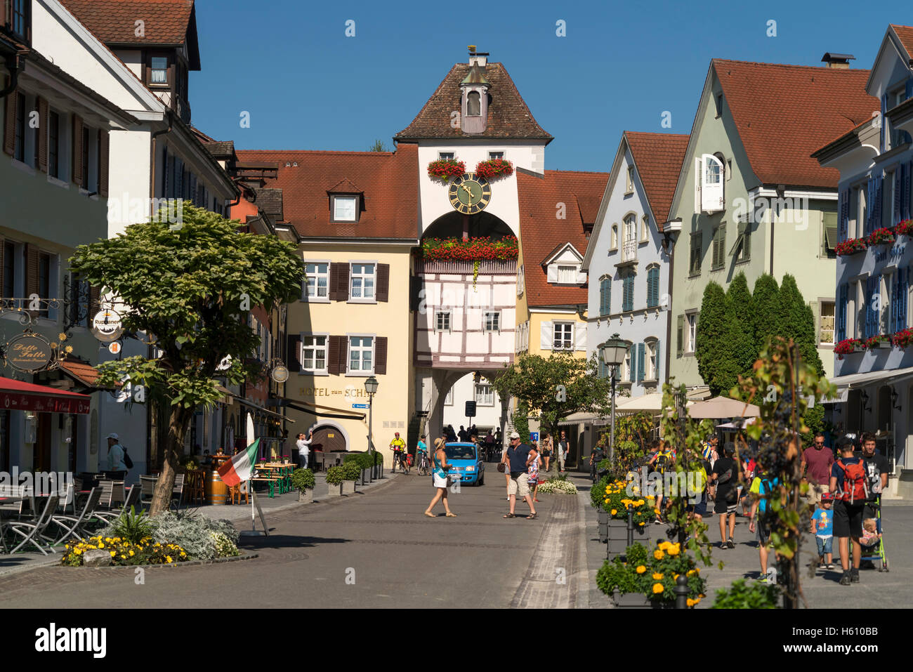 mittelalterliche Stadttor Unterstadttor in Meersburg am Bodensee, Baden-Württemberg, Deutschland, Stockfoto