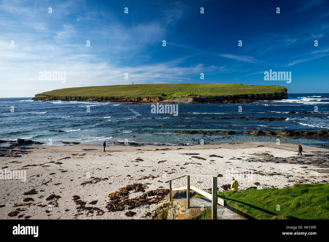 Die Brough of Birsay Gezeiten-Insel vor der Nordwestküste von Mainland Orkney, Schottland Stockfoto