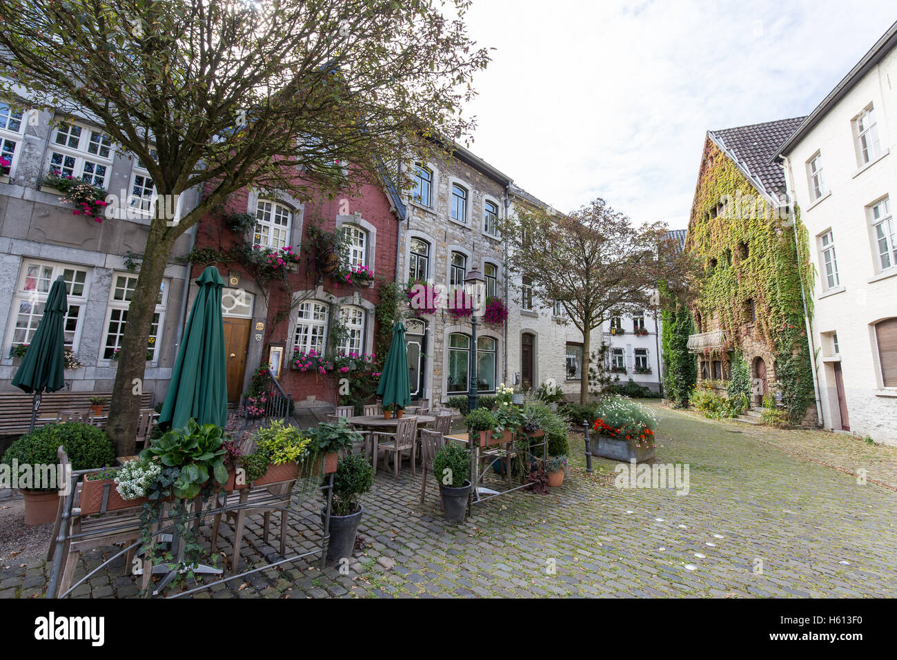 historische Häuser in Kornelimünster, Eifel, Nordrhein-Westfalen, Deutschland Stockfoto