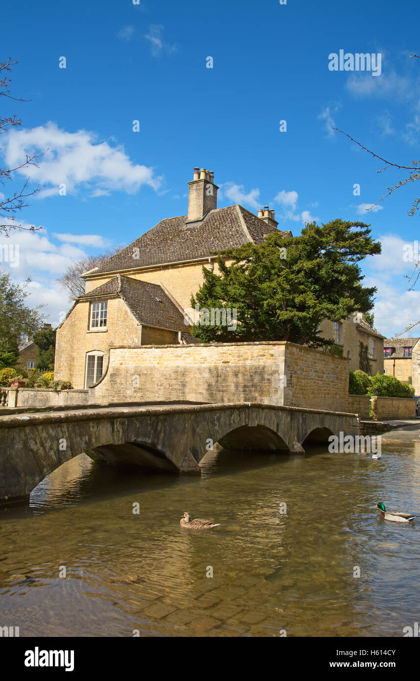 Altes Dorf "Lower Slaughter" in der Region Cotswolds Stockfoto