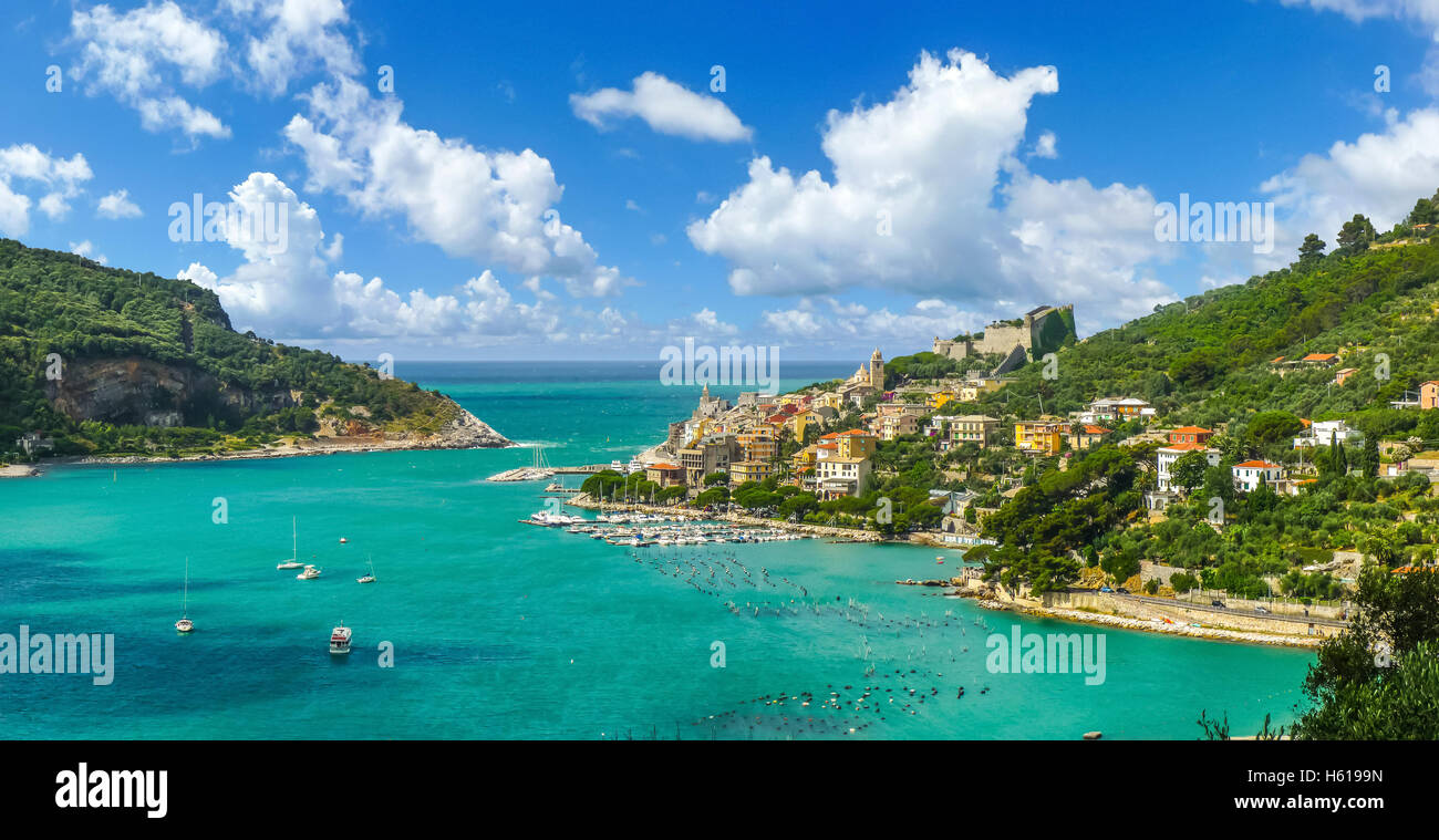 Schöne Fischer Stadt Portovenere in der Nähe von Cinque Terre, Ligurien, Italien Stockfoto