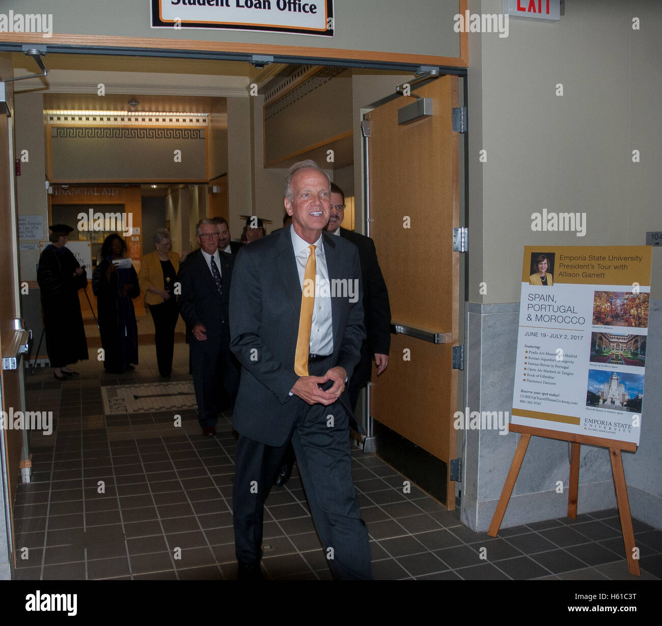 Emporia, Kansas, USA, 16. September 2016 US Senator Jerry Moran (R-Kansas) kommt an der Emporia State University zur Teilnahme an der Gründungsversammlung von Allison Garrett als neuer Präsident der Universität. Bildnachweis: Mark Reinstein Stockfoto