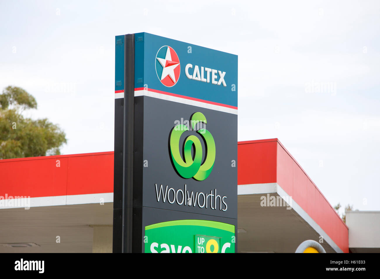 Caltex Woolworths gebrandmarkt Benzin Tankstelle in North Sydney, Australien Stockfoto