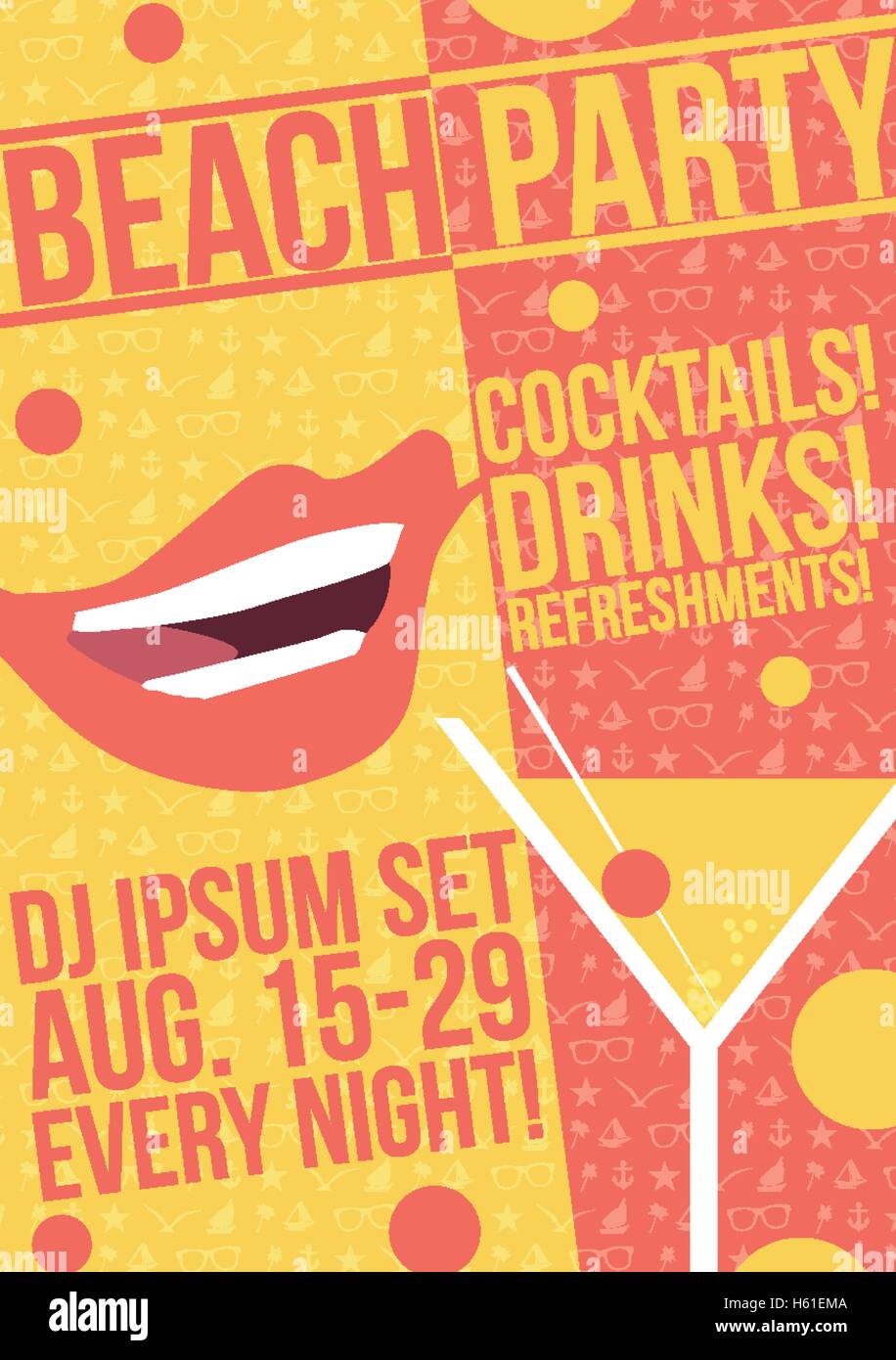 Cocktail Party Retro-Poster-Design - Vektor-Illustration Stock Vektor