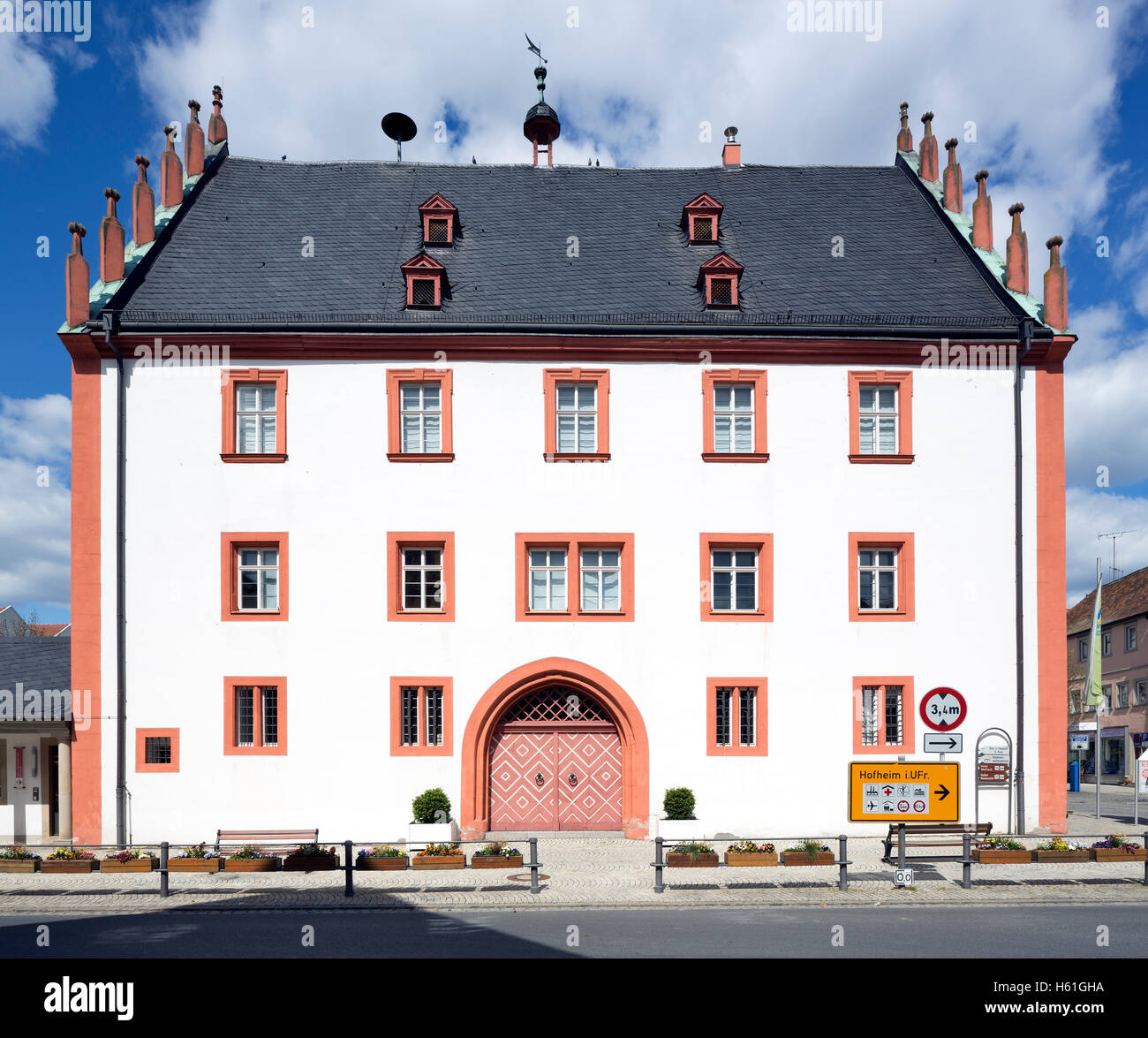 Altes Rathaus am Marktplatz, Haßfurt, untere Franken, Bayern, Deutschland Stockfoto