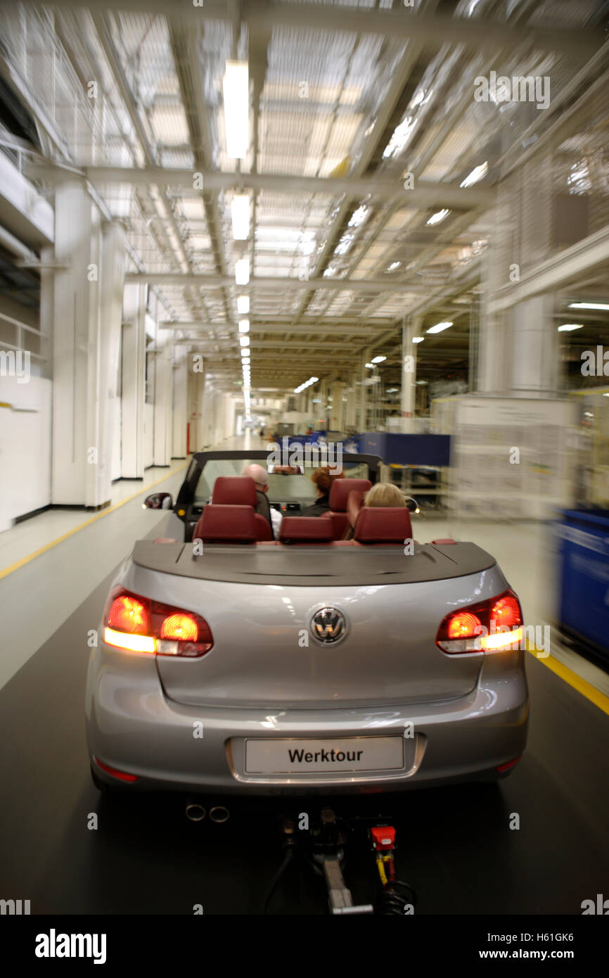 Werksbesichtigung, Golf Pkw-Produktion, VW-Werk in Wolfsburg, Niedersachsen Stockfoto