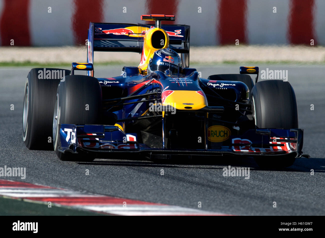 Motorsport, Sebastian Vettel, GER, in der Red Bull Racing RB5 Rennwagen, Formel1 Tests auf dem Circuit de Catalunya-Rennen Stockfoto