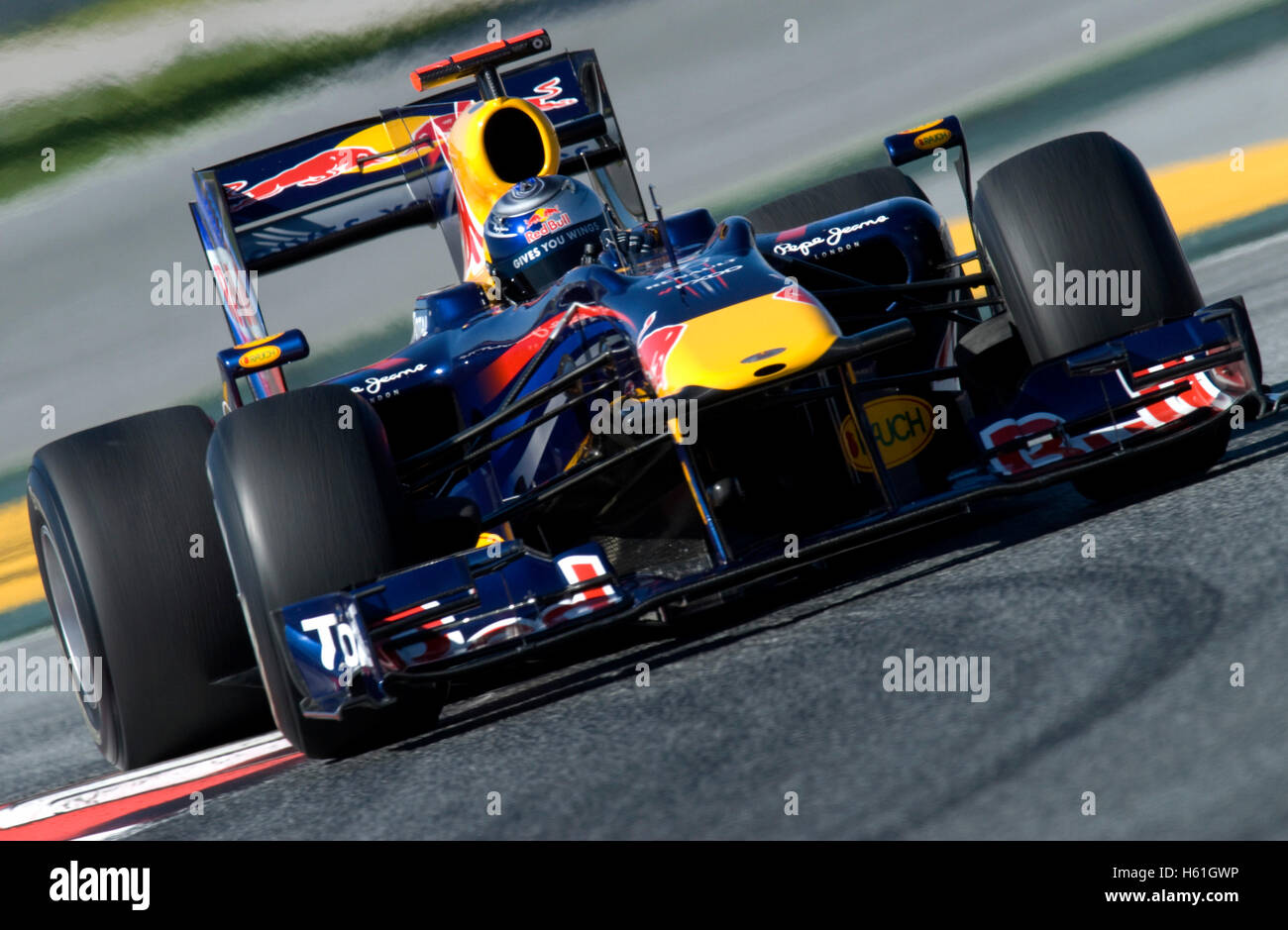 Motorsport, Sebastian Vettel, GER, in der Red Bull Racing RB5 Rennwagen, Formel1 Tests auf dem Circuit de Catalunya-Rennen Stockfoto