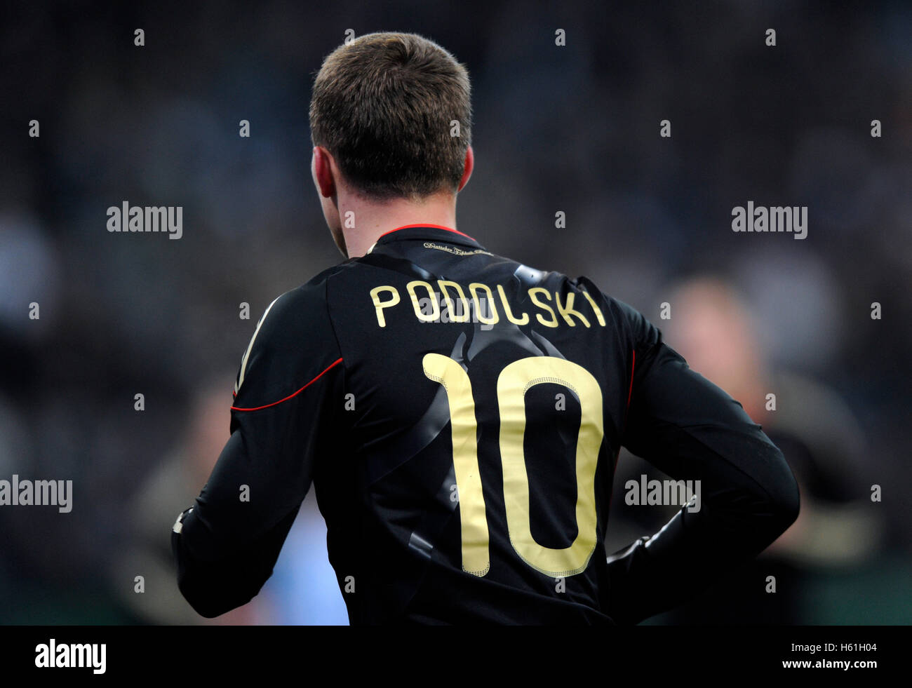 Lukas Podolski, Fußballspiel Deutschland vs. Argentinien 0:1 in der Allianz-Arena, München, Bayern Stockfoto