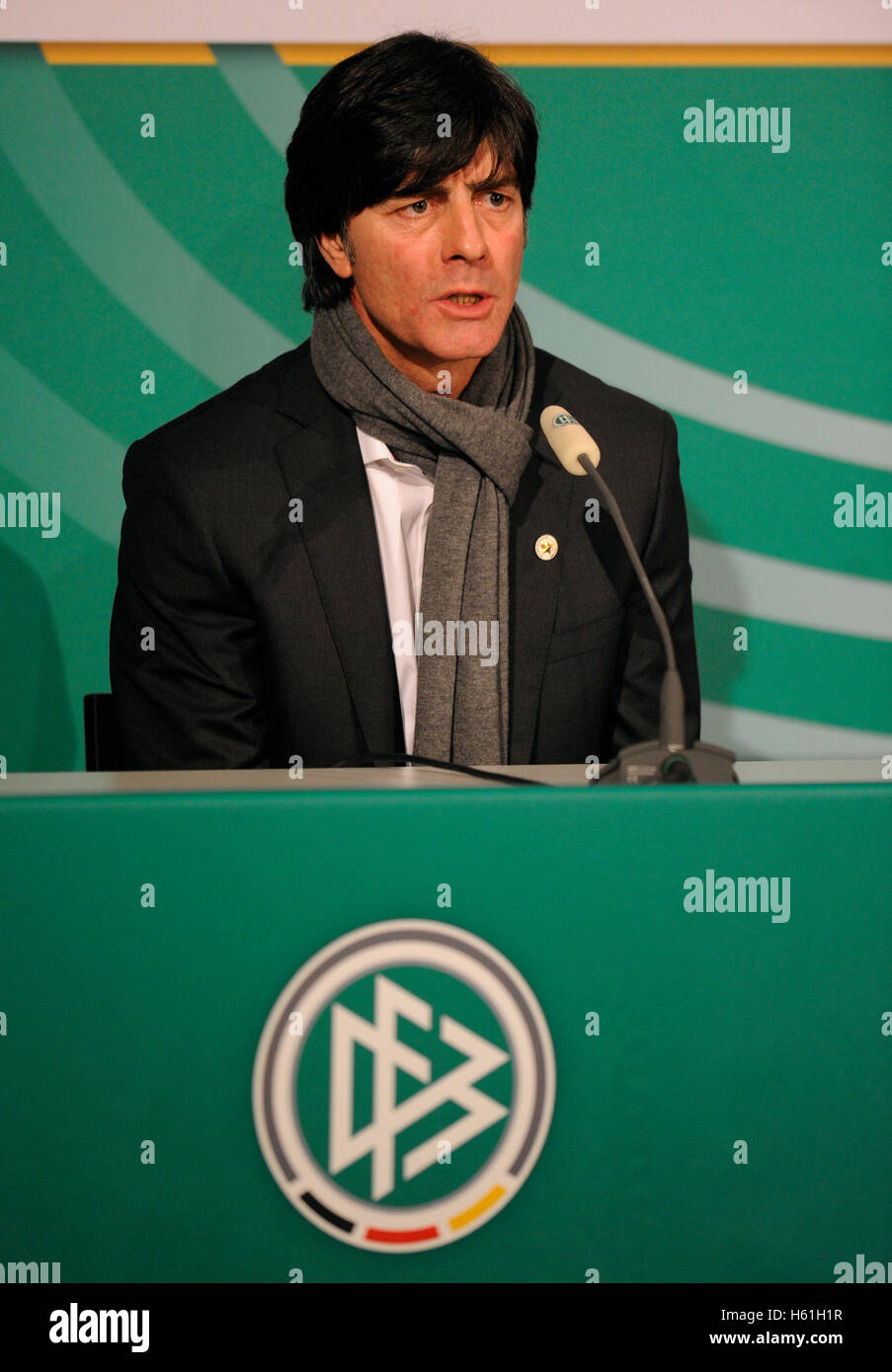 Pressekonferenz, Trainer Jogi Löw, Fußball-Länderspiel, Deutschland - Argentinien 0:1, Allianz-Arena, München, Bayern Stockfoto