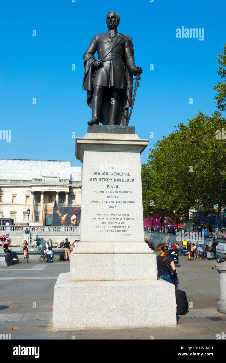 Statue von Major Henry Havelock am Trafalgar Square Stockfoto