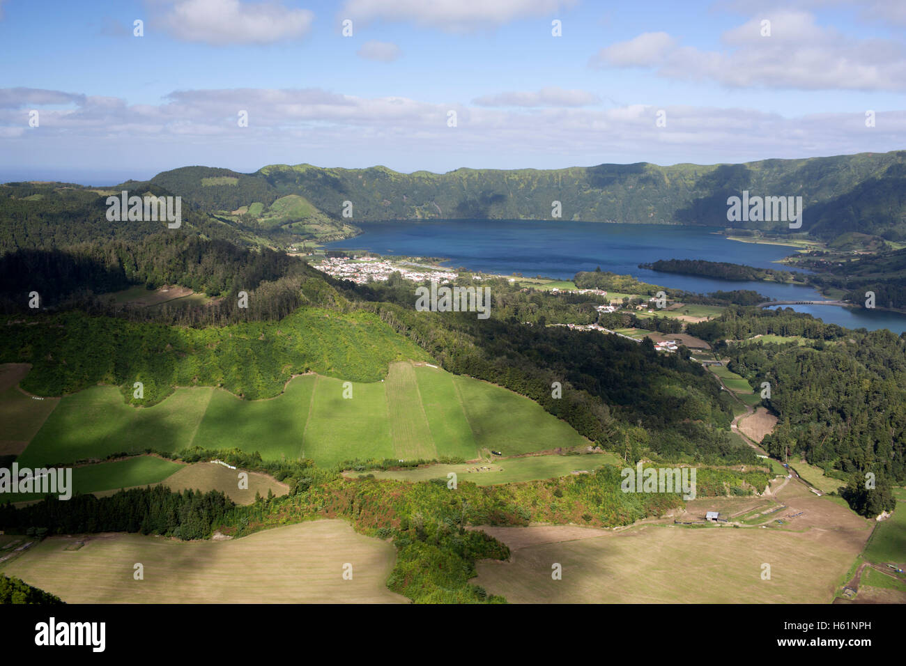 Panorama Lagoa Das Sete Cidades auf der Insel Sao Miguel, Azoren Stockfoto