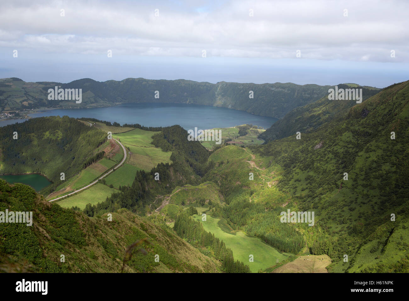 Panorama Lagoa Das Sete Cidades auf der Insel Sao Miguel, Azoren Stockfoto