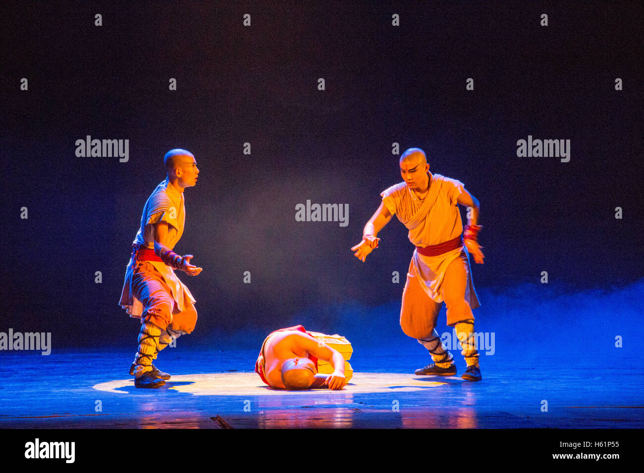 Die Legende des Kung Fu, Leistung bei Red Theatre Peking. Wunderbare Geschichte auf der Bühne. In China. Stockfoto