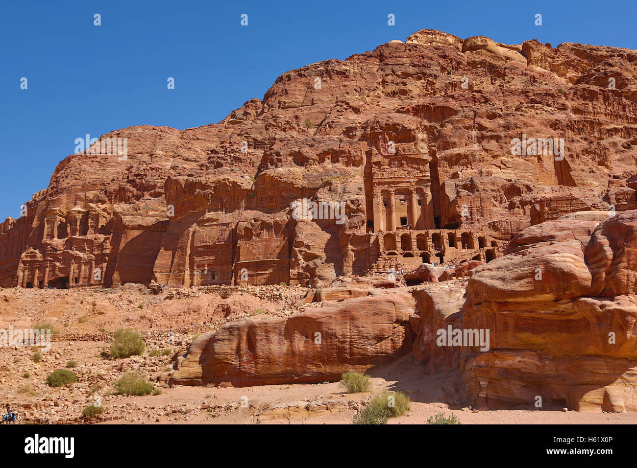 Die königlichen Gräber in die Felsenstadt Petra, Jordanien Stockfoto