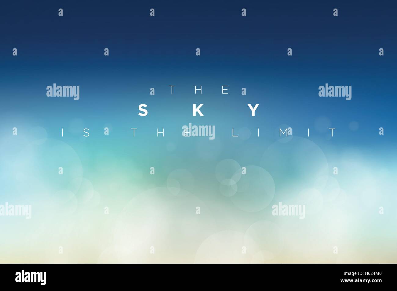Der Himmel ist das Limit typografische Gestaltung. Vektor-Illustration der cloudly klaren blauen Himmel. Stock Vektor