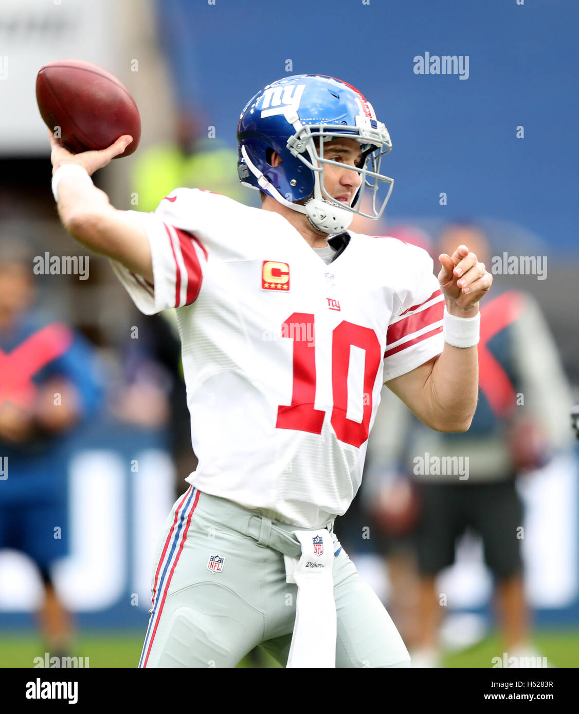 New York Giants Eli Manning während der NFL International Series match in Twickenham, London. Stockfoto