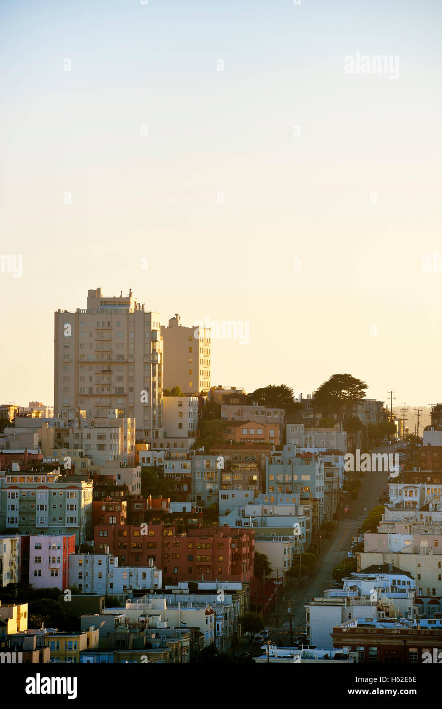 USA, California, San Francisco, Blick vom Telegraph Hill am Russian Hill Stockfoto